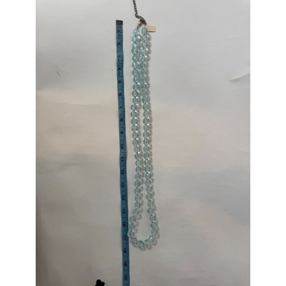 Vintage EsMor long single Strand Aqua Blue Faceted Glass Bead Necklace 18 Inches - Picture 11 of 16